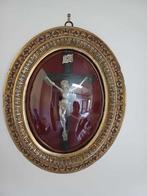 Antieke Crucifix/Jezus achter bol glas(eind 19de eeuw?) zie, Antiek en Kunst, Ophalen