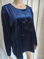 blauwe fluwelen blouse, Kleding | Dames, Blouses en Tunieken, Verzenden, Maat 46/48 (XL) of groter, Blauw