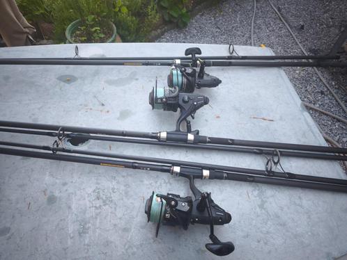 3 canne a carpes, Watersport en Boten, Hengelsport | Karpervissen, Zo goed als nieuw, Complete set, Ophalen