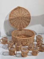 Schott verran thee set , glas in rotan , design germany, Antiek en Kunst, Antiek | Servies compleet, Ophalen of Verzenden