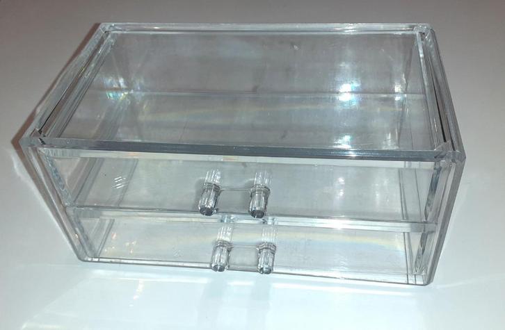 Opbergen organizer badkamer transparant 2 lades, Handtassen en Accessoires, Beautycases, Nieuw, Hardcase, Wit, Verzenden