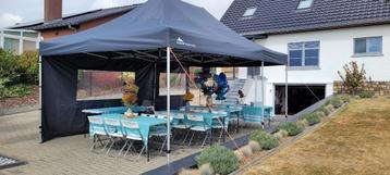 Te huur: Donkergrijze vouwtent 6x4m incl. meubilair. beschikbaar voor biedingen