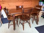 Tafel  en 4 stoelen, Huis en Inrichting, Ophalen, Gebruikt, 100 tot 150 cm, Eikenhout