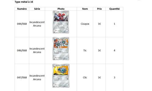 Cartes Pokémon japonaises – Type métal à 1€ pièce, Hobby & Loisirs créatifs, Jeux de cartes à collectionner | Pokémon, Comme neuf