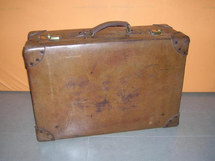 Vintage lederen reiskoffer, Verzamelen, Retro, Overige typen, Ophalen of Verzenden