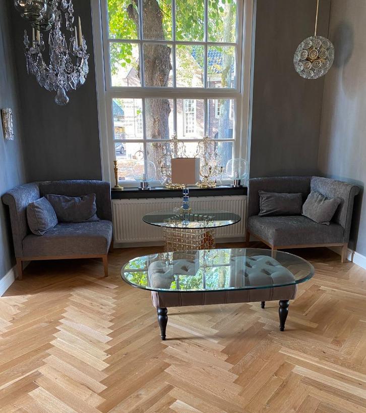 Set stoelen/fauteuils van het exclusieve merk Marie's Corner, Huis en Inrichting, Fauteuils, Zo goed als nieuw, Hout, Stof, Overige materialen