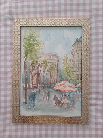 AQUAREL M. VAN DEN BEMPT op tekenpapier met kadertje beschikbaar voor biedingen