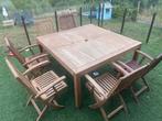Teak terrasstoelen en tafel, Ophalen, Gebruikt, 6 zitplaatsen, Teakhout