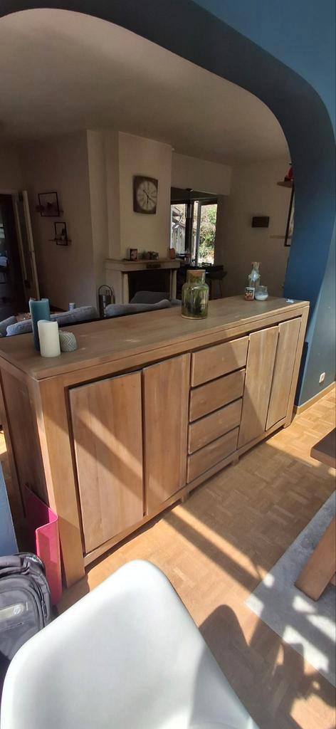 buffet en Teck 4 portes, 4 tiroirs, Huis en Inrichting, Kasten | Buffetkasten, Teakhout, Ophalen