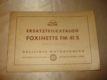 FOXINETTE FM 41S Ancien Catalogue des Pièces de Rechange, Motoren, Handleidingen en Instructieboekjes, Ophalen of Verzenden, Overige merken
