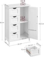 Vasagle Badkamermeubel |  commode | met 4 laden | Nieuw, -, Verzenden, Wit, -