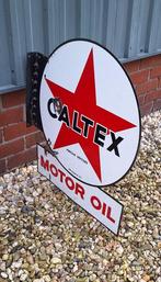 Dubbelzijdig XL emaille reclame bord van Caltex Motor Oil️⛽️, Verzamelen, Ophalen, Gebruikt, Reclamebord