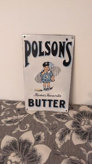 Vintage Polson's Butter reclamebord – emaille, zeldzaam  beschikbaar voor biedingen