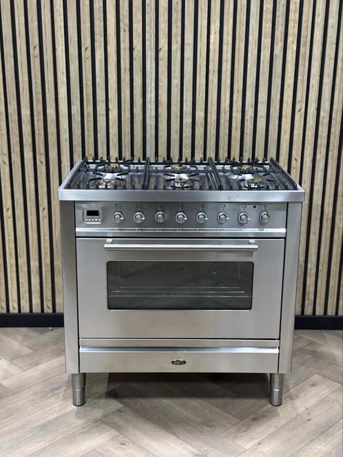 Boretti Inox 90cm Gas 6 pits + Multifunctionele Oven, Elektronische apparatuur, Fornuizen, Gas, Grill, Ophalen of Verzenden