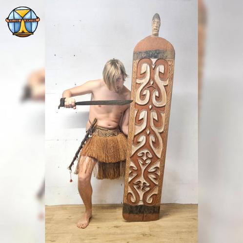 Zeer groot Asmat houten schild (Papoea-Nieuw-Guinea) H:186cm, Antiek en Kunst, Kunst | Niet-Westerse kunst, Ophalen of Verzenden
