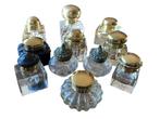 Set van vergulde bronzen en kristallen inktpotten., Antiek en Kunst, Ophalen of Verzenden