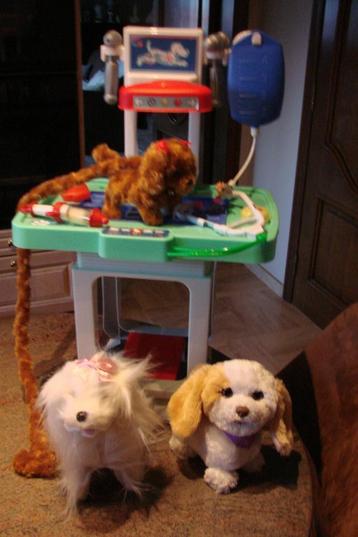 speelgoed: dierenarts verzorgingstafeltje en hondjes beschikbaar voor biedingen