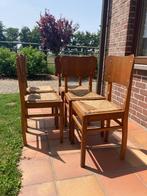 5 houten stoelen met rieten bezitting, Huis en Inrichting, Stoelen, Ophalen, Riet of Rotan, Gebruikt, Bruin