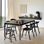 Ethnicraft Bok eettafel 220cm – zwart vernist massief eiken, Huis en Inrichting, Ophalen, Eikenhout, 200 cm of meer, 50 tot 100 cm