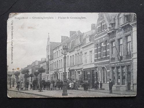 Borgerhout Groeningherplein => veldwachter geel brigadier, Verzamelen, Postkaarten | België, Gelopen, Antwerpen, Voor 1920, Ophalen of Verzenden