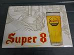 Reclame bord Haecht Super 8 uit 1969 in metaal 50x35cm groot, Verzamelen, Biermerken, Ophalen of Verzenden