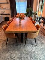 Teak eettafel met kruispoot, Comme neuf, 100 à 150 cm, Enlèvement, Rectangulaire