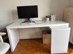IKEA Malm Bureau met uittrekbaar blad, wit, 151x65 cm, Ophalen, Met wielen, Zo goed als nieuw, Bureau