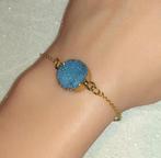 armband met blauwe druzy kristal, Avec pierre précieuse, Bleu, Argent, Envoi