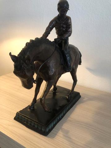 Oud bronzen beeld met ruiter, Antiek en Kunst, Kunst | Beelden en Houtsnijwerken, Ophalen