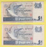SINGAPORE - BILJET (2x) 1 DOLLAR, Setje, Zuidoost-Azië, Ophalen of Verzenden