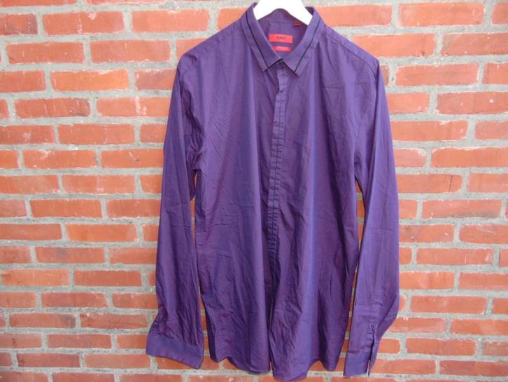 Hemd Boss nieuwstaat, Kleding | Heren, Overhemden, Zo goed als nieuw, Halswijdte 39/40 (M), Paars, Ophalen of Verzenden