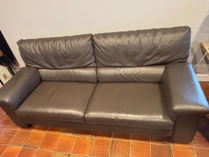 Lederen zetel, Maison & Meubles, Canapés | Salons, Comme neuf, Banc droit, Quatre personnes ou plus, Cuir, Enlèvement