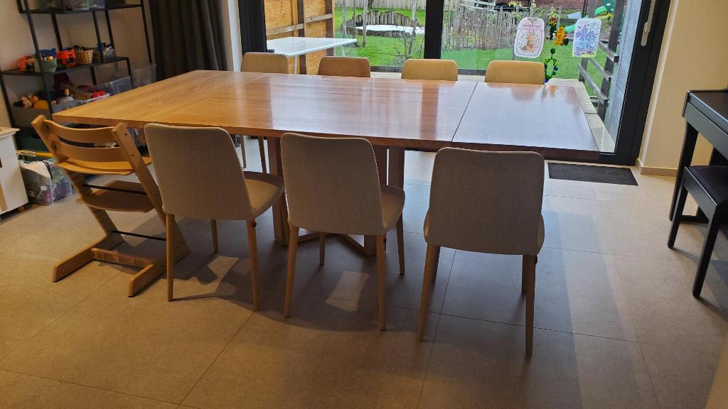 Table en chêne massif, carrée avec allonges, Maison & Meubles, Tables | Tables de salon, Utilisé, 75 cm ou plus, 100 à 150 cm