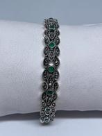 Prachtige zilveren echte smaragd armband, Nieuw, Met edelsteen, Ophalen of Verzenden, Zilver