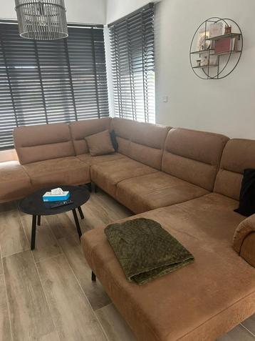 Moderne Cognac-Kleurige zetel – Ruimte voor 6 à 7 Personen, Tissus, 150 cm ou plus, Quatre personnes ou plus, Comme neuf