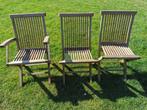 3 opklapbare teak tuinstoelen, Tuin en Terras, Ophalen, Gebruikt, Inklapbaar