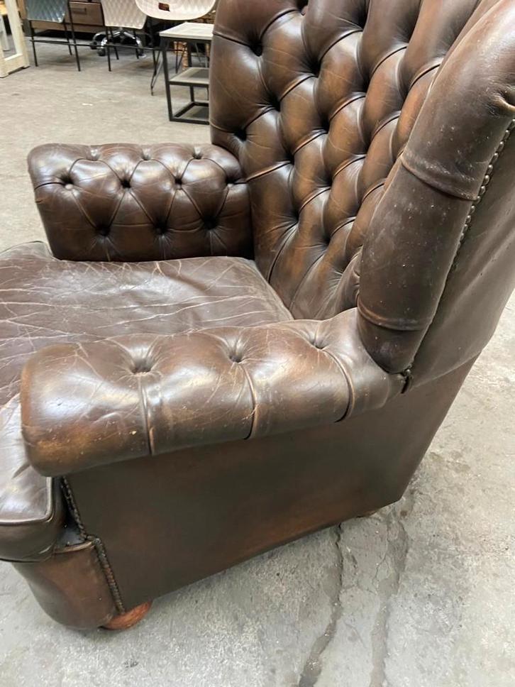 Vintage Chesterfield Fauteuil – Leder – €65, Huis en Inrichting, Zetels | Zetels, Gebruikt, Rechte bank, Eenpersoons, Minder dan 150 cm