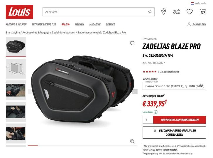 Zadeltassen SW-Motech, Motos, Accessoires | Valises & Sacs, Comme neuf, Enlèvement