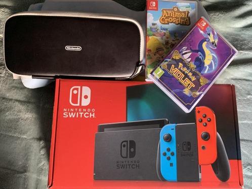 Nintendo Switch+2-spellen, Games en Spelcomputers, Spelcomputers | Nintendo Switch, Gebruikt, Switch Original, Met 2 controllers