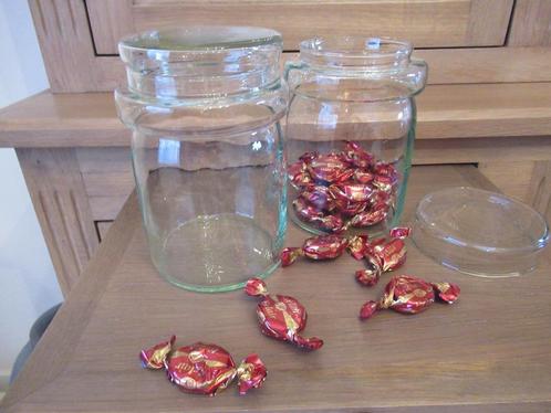 voorraadpotten-glas-2 stuks-mondgeblazen-VINTAGE, Antiek en Kunst, Antiek | Keukengerei, Ophalen of Verzenden