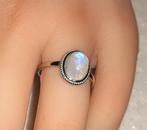 Damesring zilver met regenboog maansteen, Neuf, Fer ou Acier, Argent, Envoi