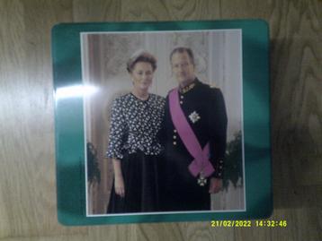 Blikken koekjesdoos Koning Albert II en Paola