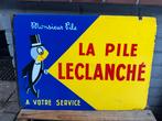 Monsieur Pile emaille reclamebord, Ophalen of Verzenden, Gebruikt, Reclamebord