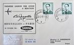 FDC SABENA- BRUSSEL- PARIJS 1961, Vliegtuigen, Ophalen of Verzenden, Gestempeld