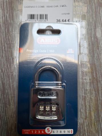 Cadenas abus à combinaison 3 molettes 160/40 chromé val.36€, Enlèvement ou Envoi, Neuf