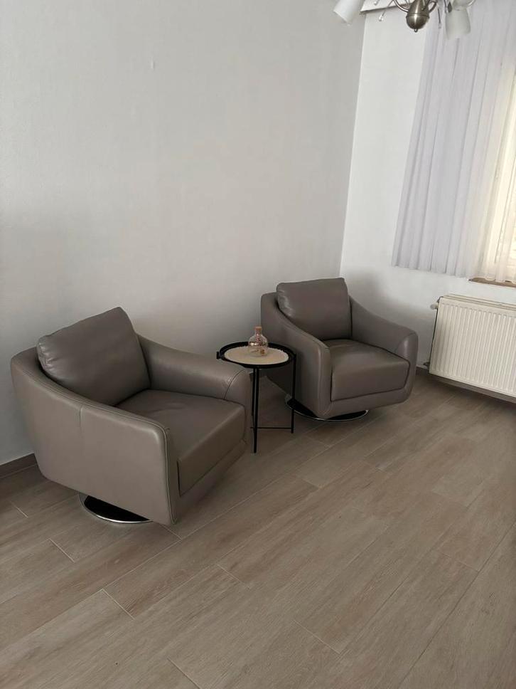 Design lederen draai fauteuils in zeer goede staat!, Huis en Inrichting, Fauteuils, Zo goed als nieuw, Leer, Ophalen