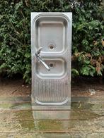 Inox spoelbak + mengkraan, Huis en Inrichting, Keuken | Keukenelementen, Ophalen, Gebruikt