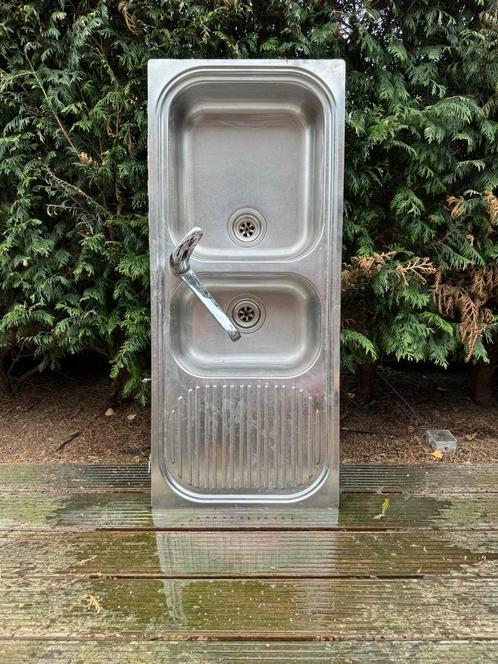 Inox spoelbak + mengkraan, Huis en Inrichting, Keuken | Keukenelementen, Gebruikt, Ophalen