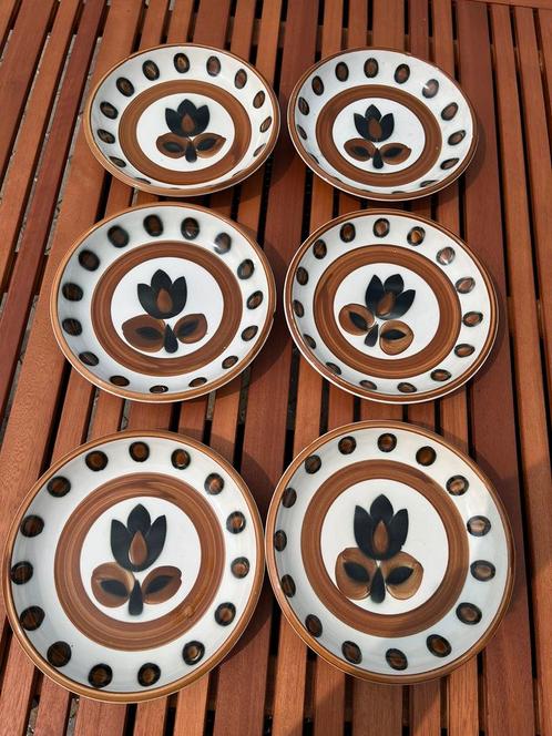 6 assiettes creuses Boch Kimono, Antiek en Kunst, Antiek | Servies los
