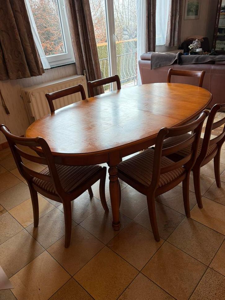 Salle à manger complète en merisier - 4 meubles, Huis en Inrichting, Complete eetkamers, Gebruikt, 6 tot 8 stoelen, Ophalen